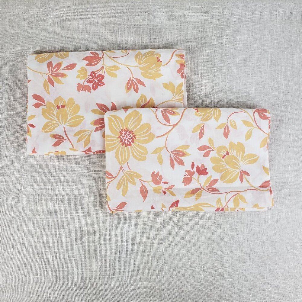 Pair of 2 The Company Store Standard Pillow Shams Cotton White Pink Peach Floral - Picture 8 of 8